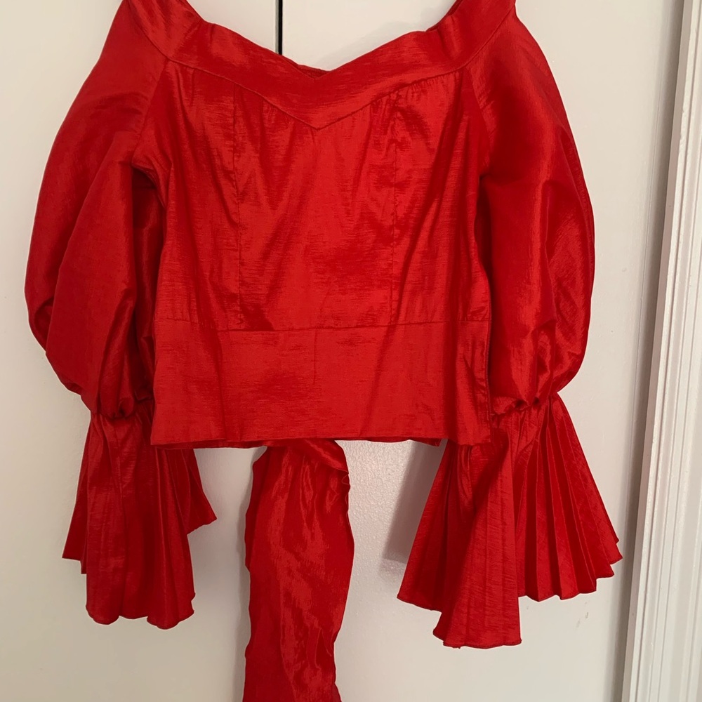 Elegant Red Off-Shoulder Top
